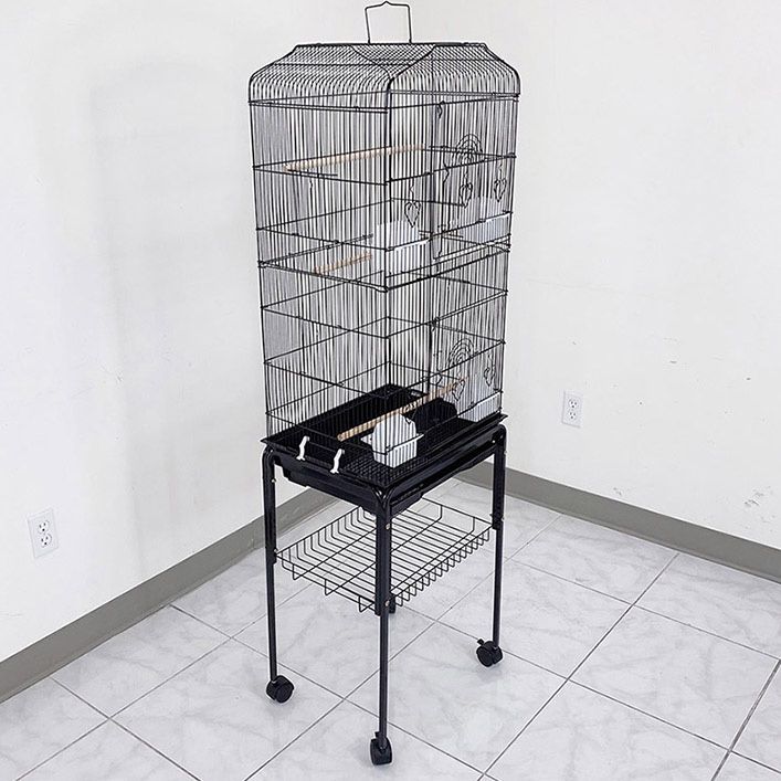(Brand New) $60 Bird Cage 60” Tall Standing Parrot Parakeet with Rolling Stand 18x14x60 Inches 