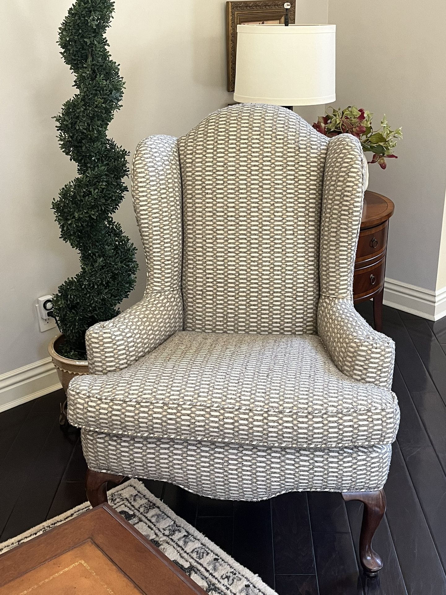 2 Wingback Gray Chairs