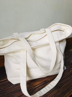 Handmade All Carry Tote Bag Canva Shoulder bag In White & Black