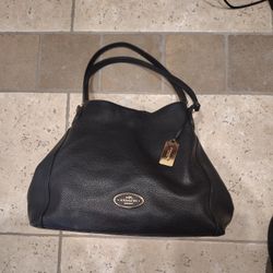 Coach Edie Pebble Black Shoulder Bag