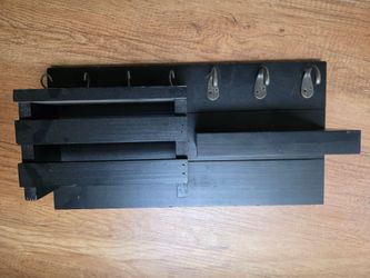 Black wooden wall key/mail organizer
