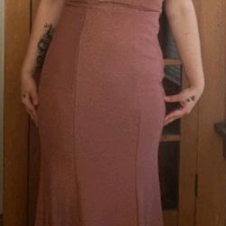 Dusty Rose Sparkly Prom Dress 
