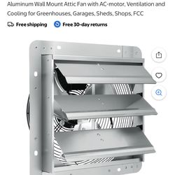 VEVOR 12'' Shutter Exhaust Fan, High-speed 1000 CFM, Aluminum Wall Mount Attic Fan with AC-motor, Ventilation and Cooling for Greenhouses, Garages, Sh