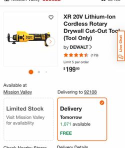 DEWALT 20V MAX Drywall Cut-Out Tool (Rotary Cut-Out Tool) Modelo: DCS551B (Tool Only)