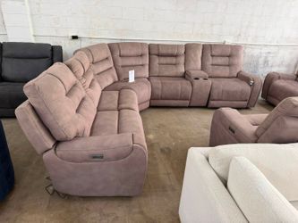Barcalounger Carmelo Fabric Power Reclining 6pc Sectional Couch