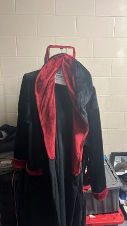 XL Black And Red Velour Robe