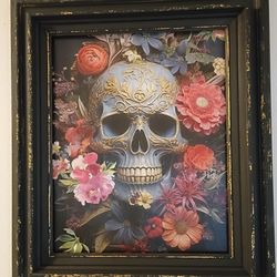 Skull Picture In Hand Painted Frame