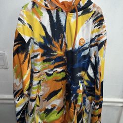 Men's Request sweater plus size 3X full zipper hooded multicolor long sleeve