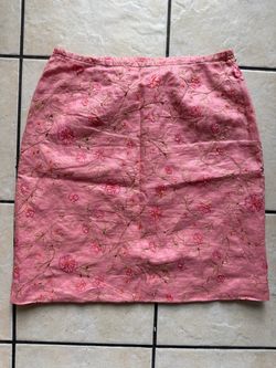Ann Taylor Pink Floral Embroidered Knee Length Pencil Skirt Women’s Size 8