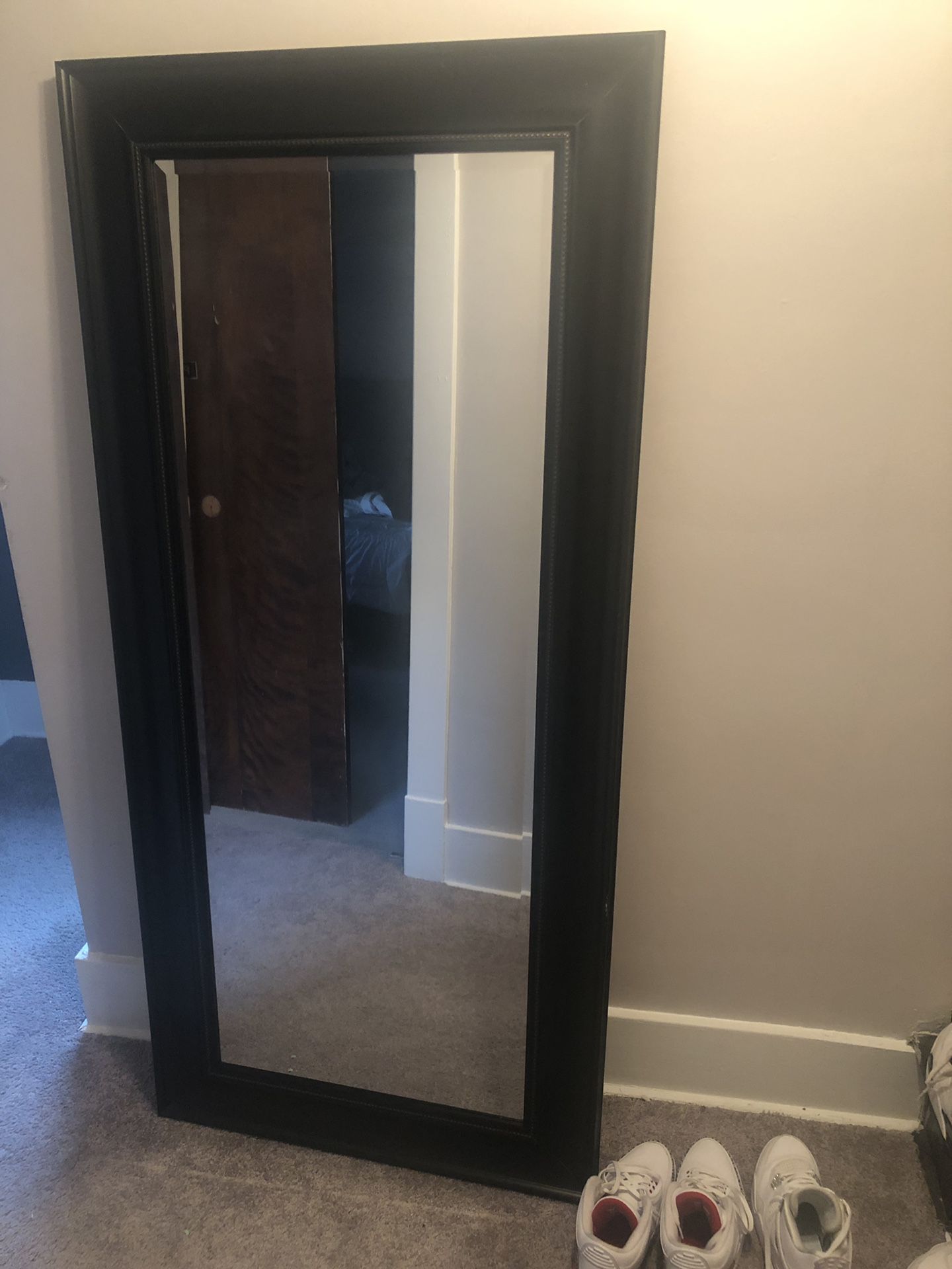 Black stand up wall mirror