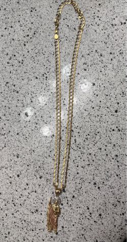 14k cuban curb link chain and pendant