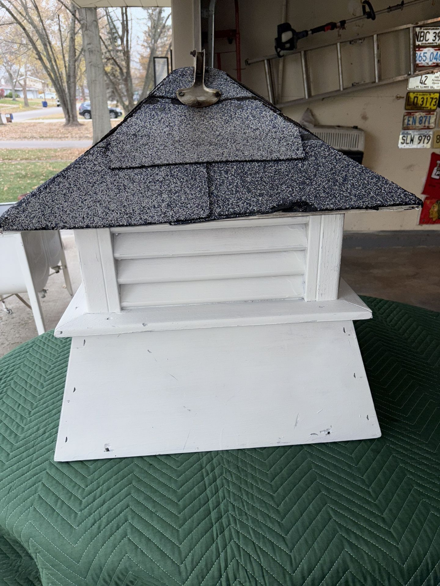 Vintage wooden Cupula beautifully shingled rooftop garage shed gazebo or pavilion decoration.