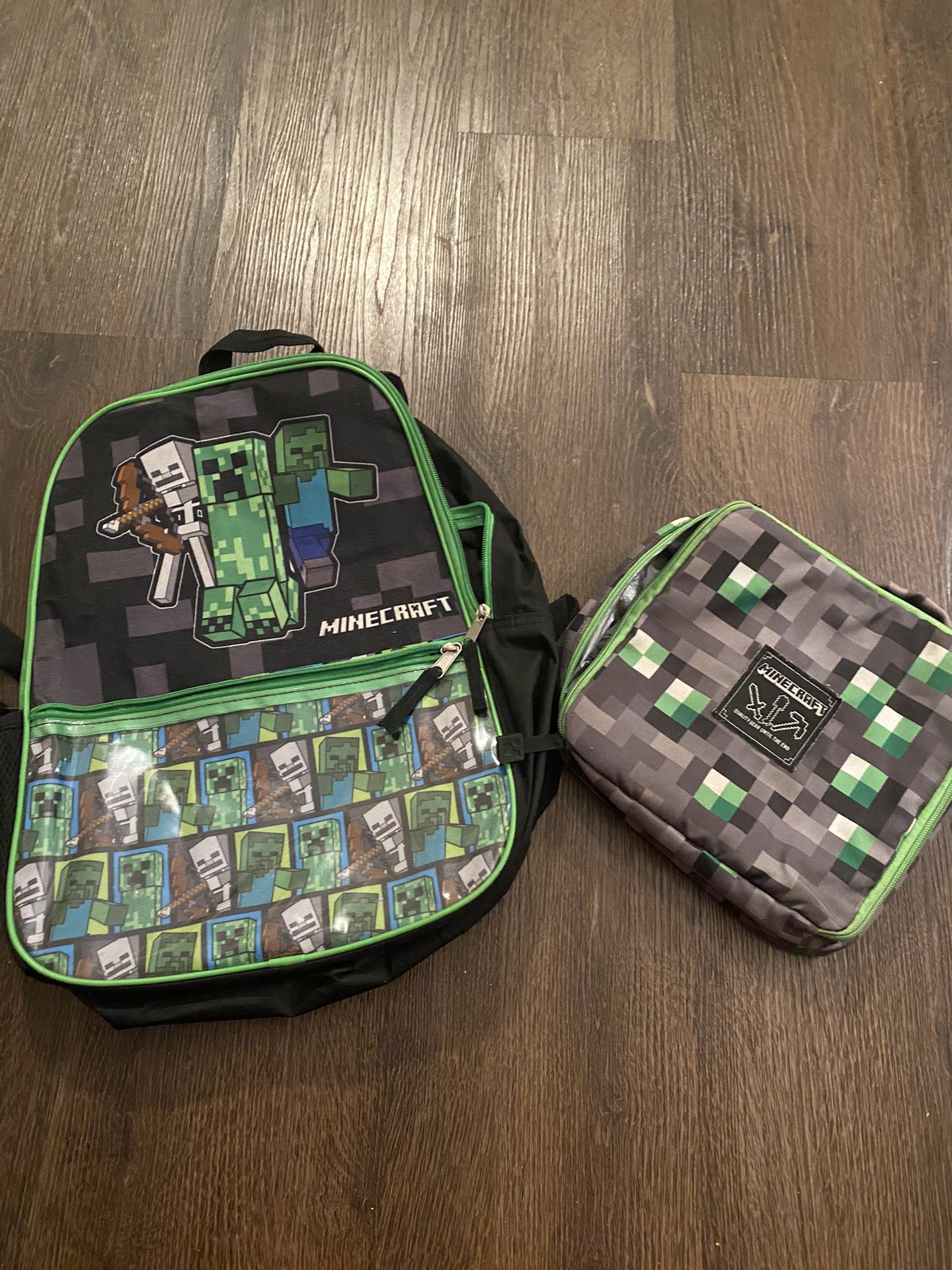 Kids Minecraft Backpack And Lunch Bag 
