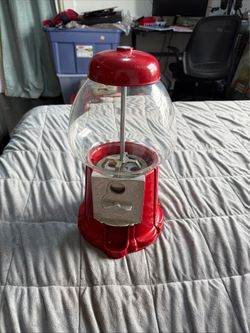 Vintage Carousel Gumball Machine 15" Metal Glass Candy Bank Taiwan Works