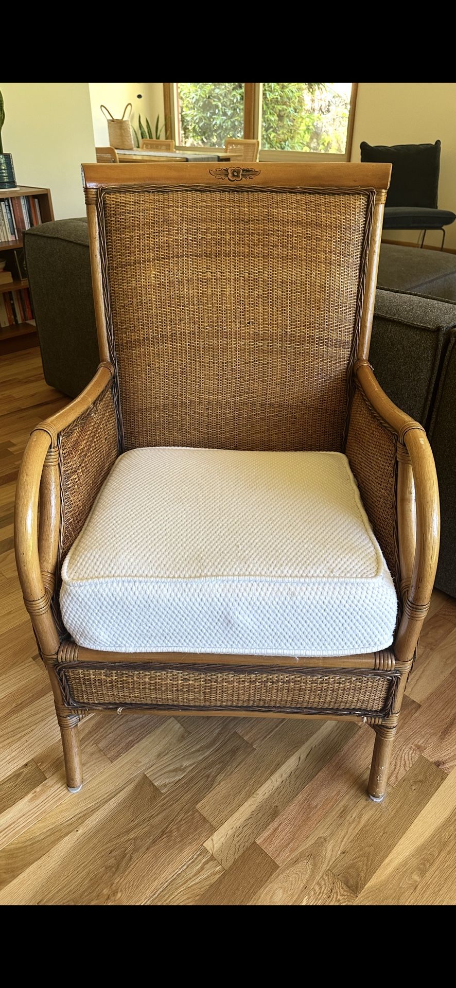 Rattan Armchair With Woven Back