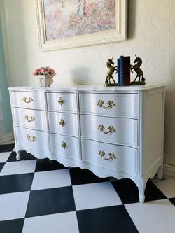 Bassett French provincial white dresser