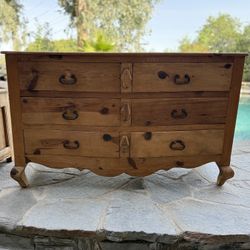 Rustic Solid Wood Dresser + 2 Nightstands – Hand Carved Antique Style