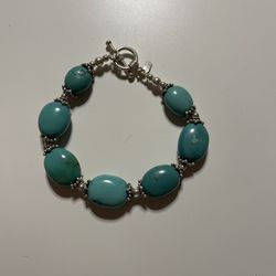 BJ 925 Turquoise Gemstone Toggle Bracelet