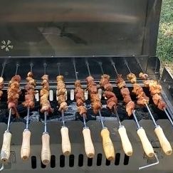 Large Stainless Steel Outdoor 14 Kebob Rotisserie Charcoal Wood Fired BBQ Pit / Spit Lamb Pig Beef