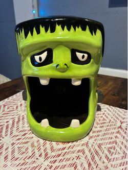 Frankenstein Monster Head Ceramic Candy Dish