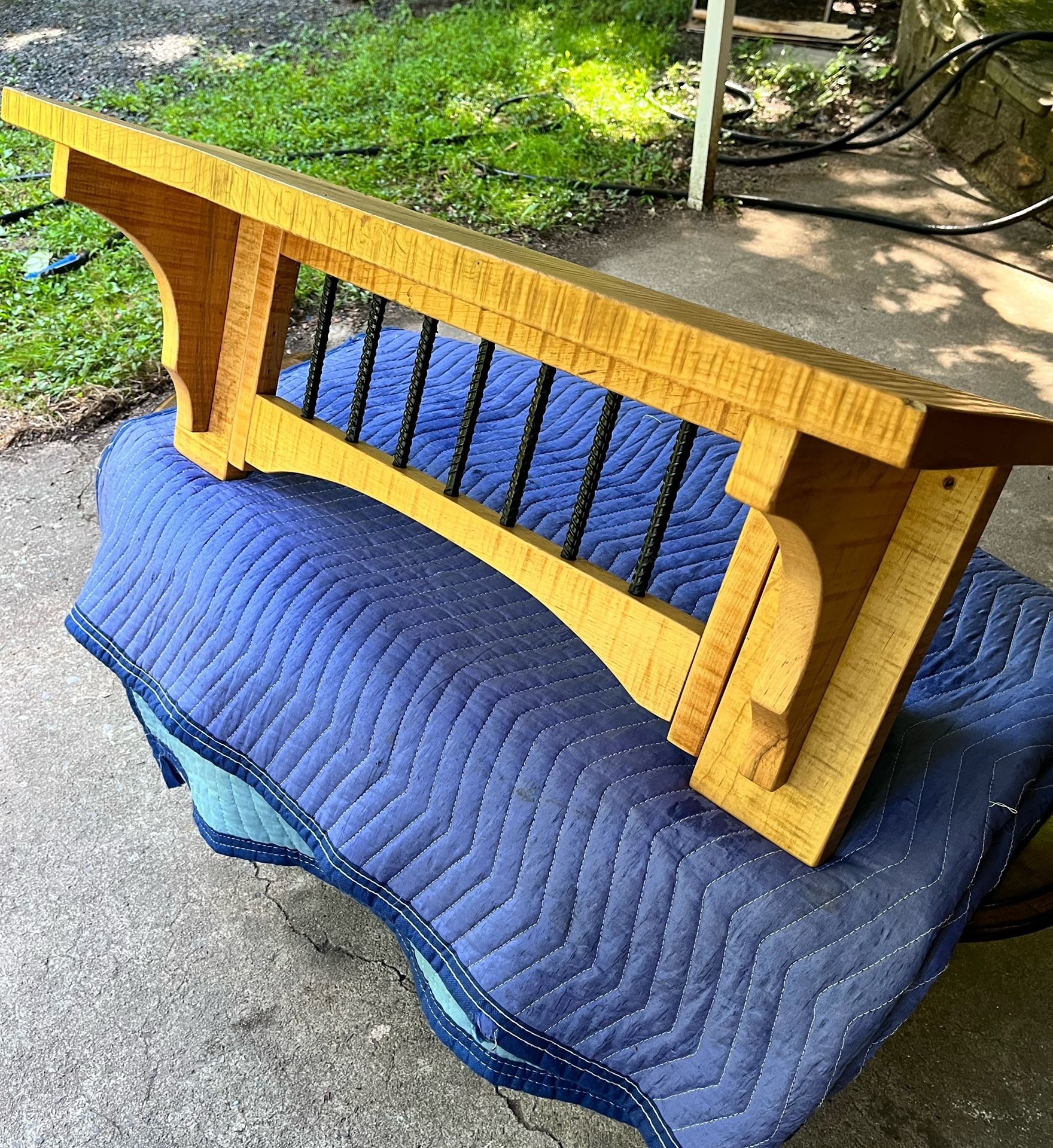 White Oak Custom Made Shelf With Black Rebar 