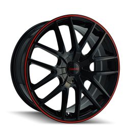 Touren TR60 18” Gloss Black & Red Wheel – 5 Lug – 1 Rim – Includes Lug Nuts