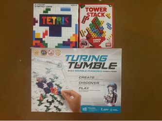 Tetris,tower stack and turning tumble.
