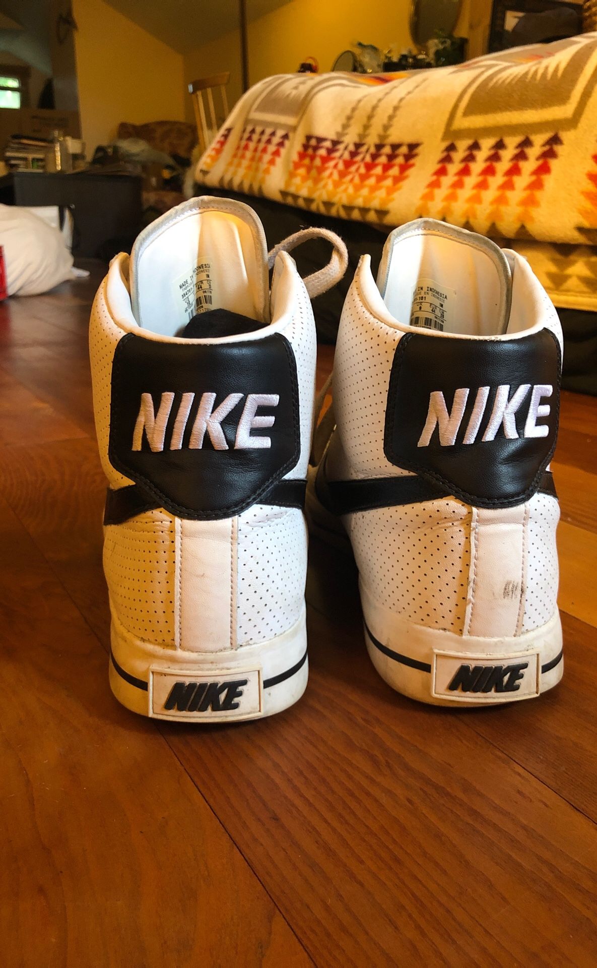 Old school white and black nike high tops