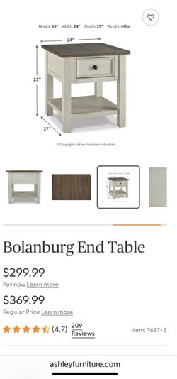 $225 OBO Ashley Furniture Bolanburg End Tables – Set of 2