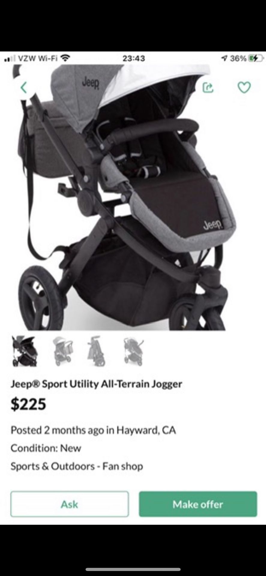 Like New Jeep Jogging Stroller