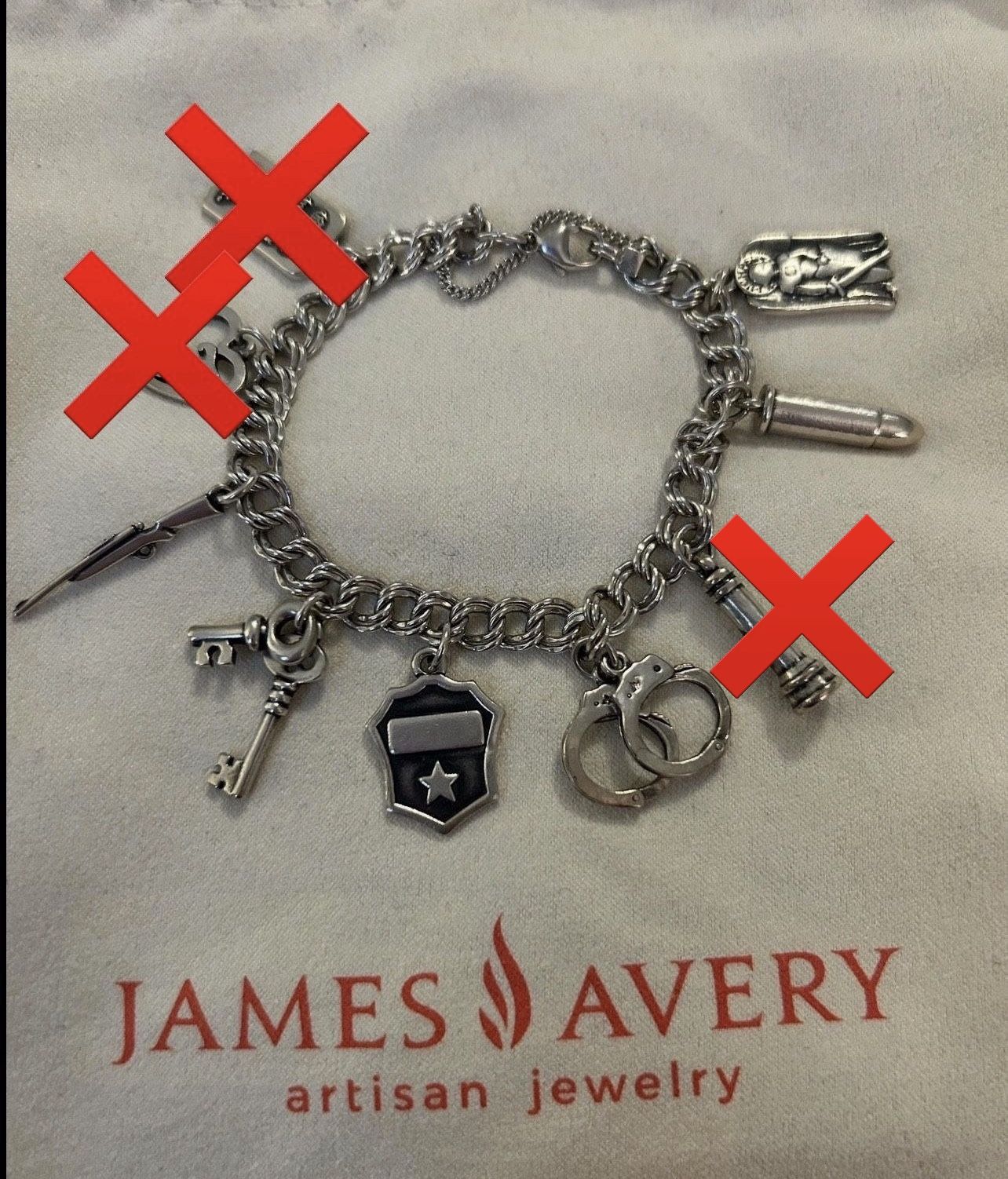 James Avery Police Theme Charm Bracelet