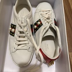 Gucci Ace Pearl Studded Sneakers Size 36.5