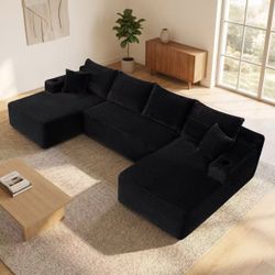 134" Oversized U-Shaped Modular Sectional Sofa, Boneless Cloud Couch with Deep Seat