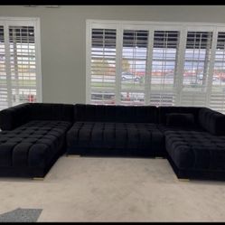 Ariana Black Velvet Double Chaise Sectional
