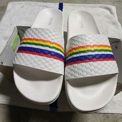 MICHAEL Michael Kors Womens Leather Rainbow Pool Slides