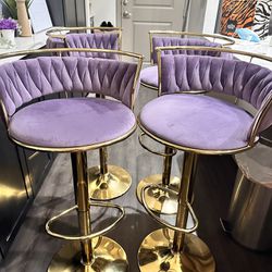 4 Velvet Purple Chairs