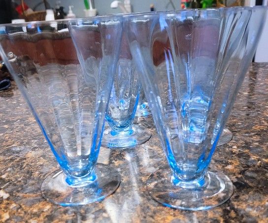 Antique Cambridge 1930's  Moonlight Blue  Pattern (6) Glasses