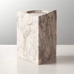 CB2 | TRIG GREY MARBLE PILLAR TRIANGLE CANDLE HOLDER SMALL