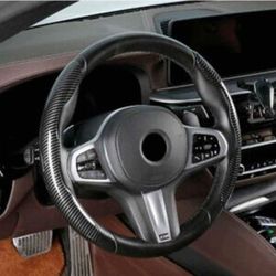 Carbon Fiber Steering Wheel Cover, Car Anti-Skid Plush Steering Wheel Cover, Steering Accessories for Car, Easy to Install for Steering Wheels of Any 