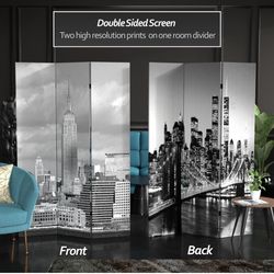 NEW 6 ft. Tall Double Sided New York Scenes Room Divider