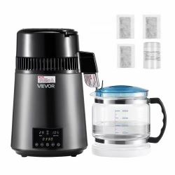 42# Water Distiller, 4L 1.1 Gallon Pure Water Purifier Filter For Home Table Countertop, 750W Distilled Maker with Glass Pot, Stainless Steel Interior