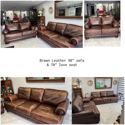 Brown Leather Sofa Set
