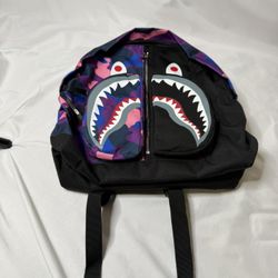 Bape Purple And Black Shark Backpack 
