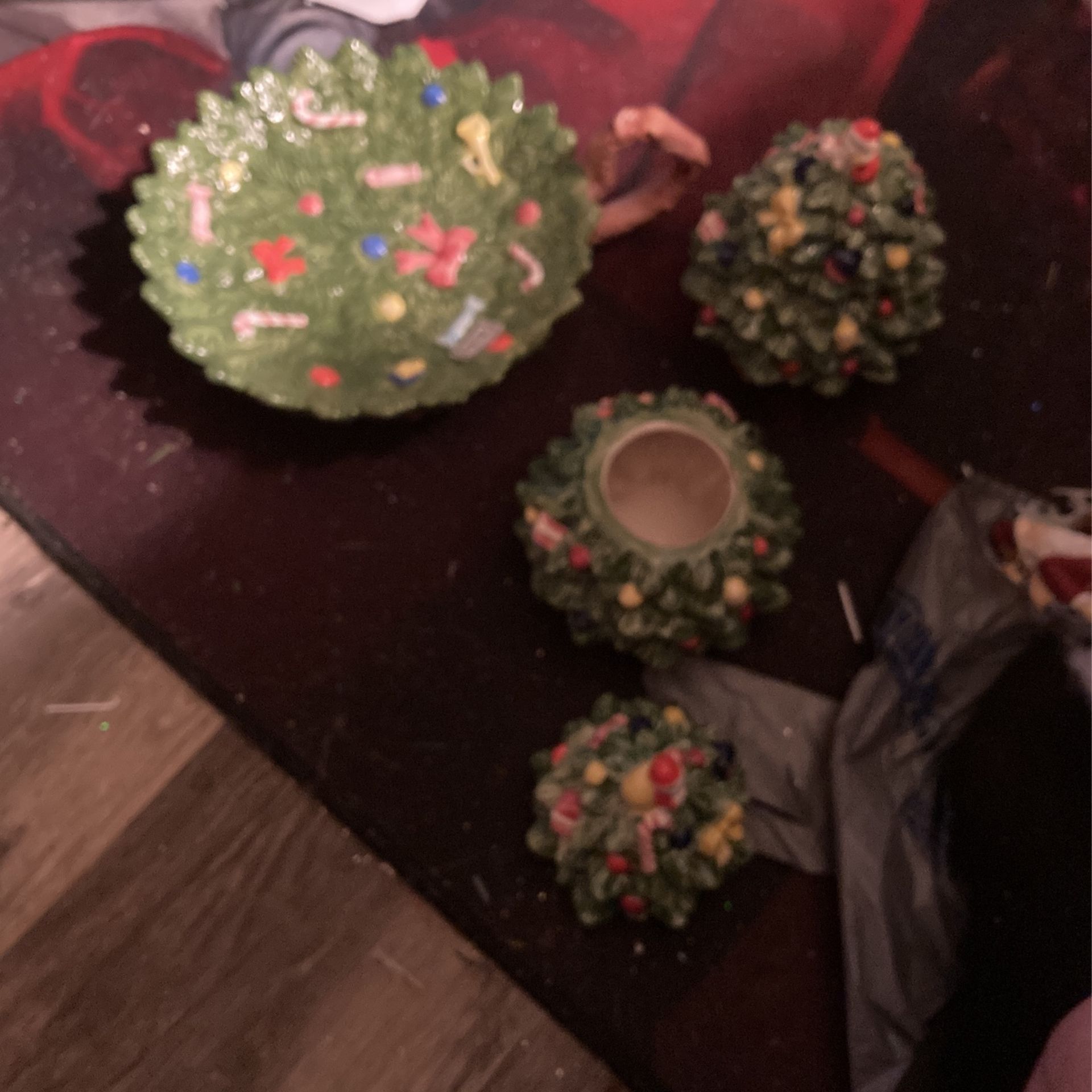 Two Christmas trees and plate