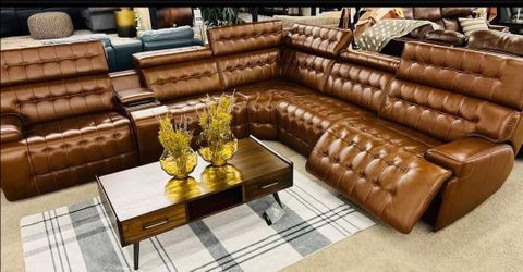 Temmpton leather power reclining sofa sectional couch set Only $39 down payment 👉 Please ask Jon Green for a discount when you arrive!