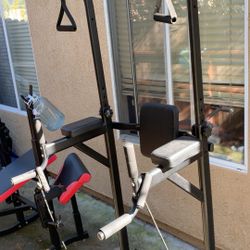 Weight Set Plus Pull Up Station And 200lb Olympic Weights 