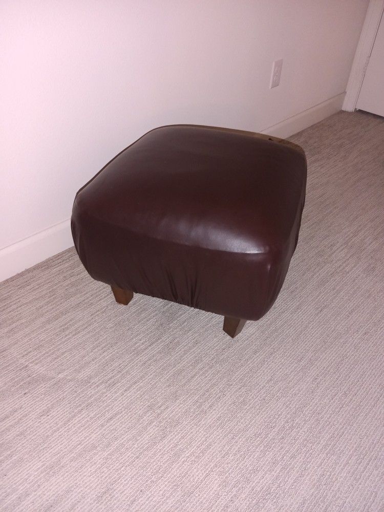Leather Ottoman With New Waterproof Faux Leather Cover