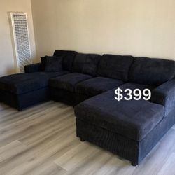 ✅ No Tax ✅ Beautiful 2-Pc Corduroy Sectional Sofa Set 