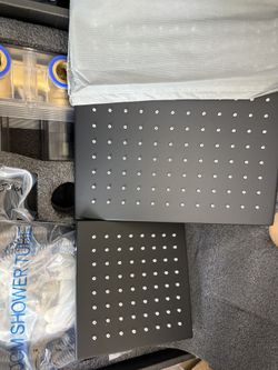 Shower Faucet Set Matte Black Shower System,Four Modes Shower Faucet，Ceiling Mount 10 Inch Shower Head with 6 Inch Shower Head, 4 PCS Dual Body jets 