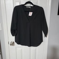 Black 3/4 Sleeve Blouse 